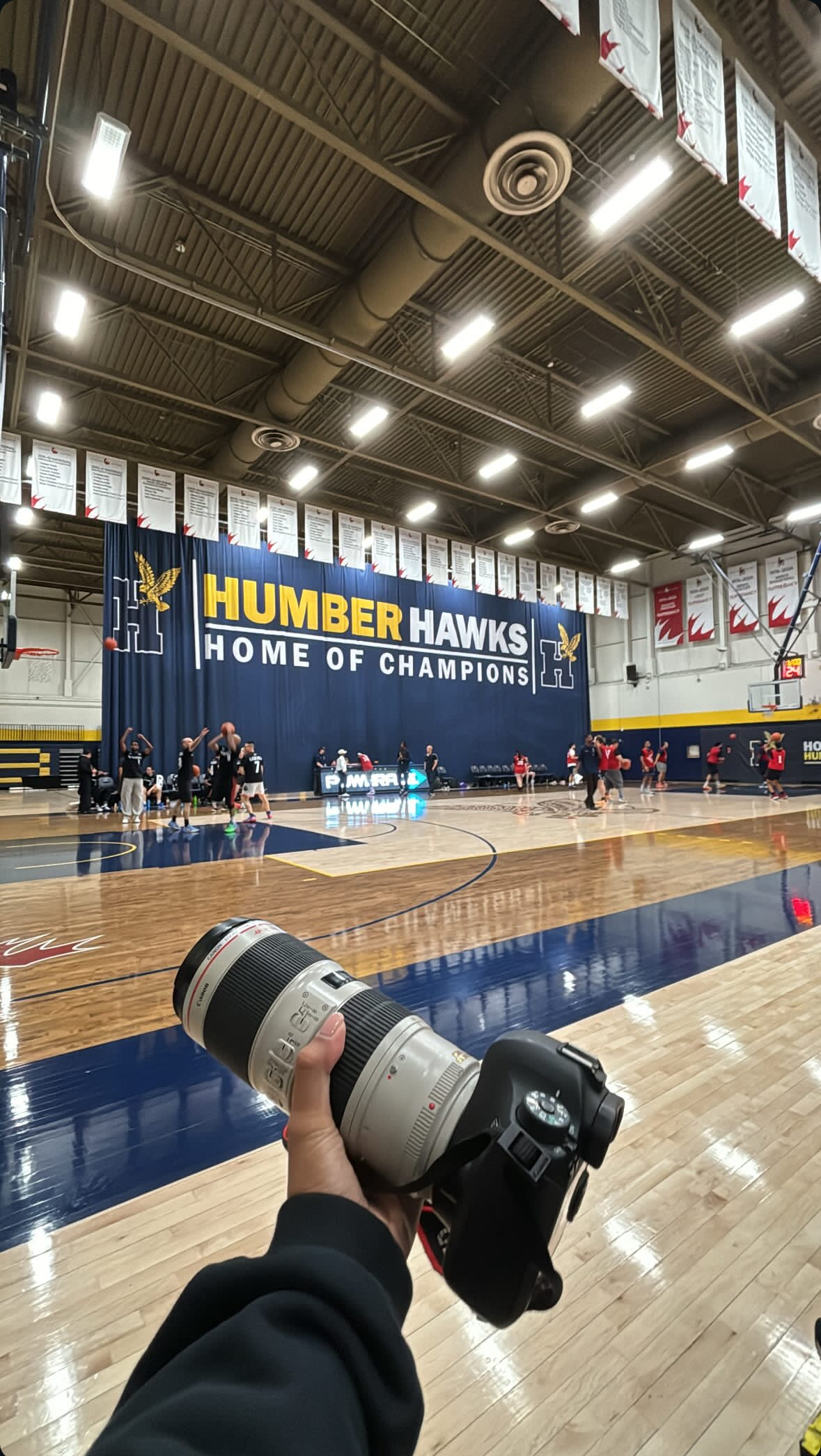 camera held in a gym